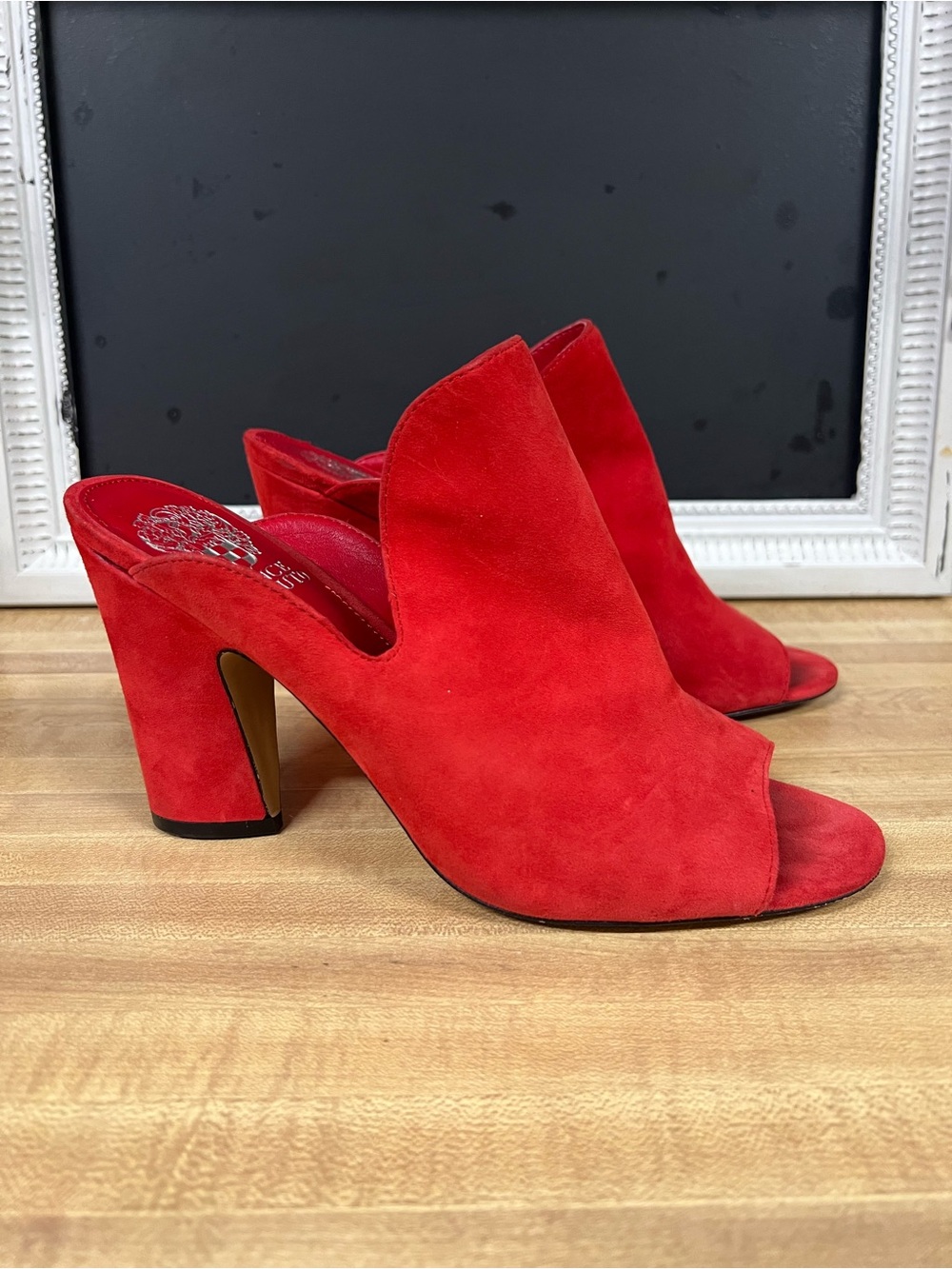Vince Camuto Red open toe block heel